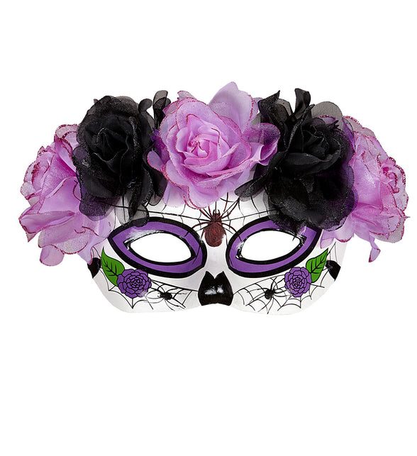 Widmann SRL Masker Dia De Los Muertos Met Paars/Zwarte Rozen