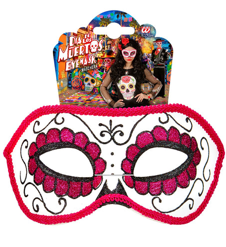 Widmann SRL Mexicaanse oogmaskers roze met zwart