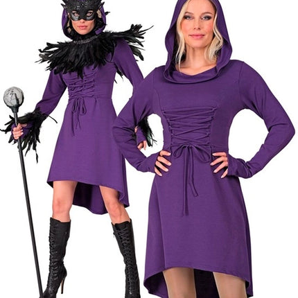 Widmann SRL Middeleeuwse gotische jurk met kap paars Timo