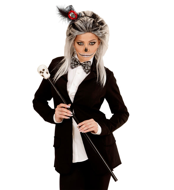 Widmann SRL Mini hoedje met schedel en strikje