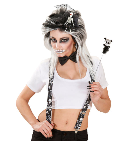 Widmann SRL Mini hoge hoed met tule en skelet