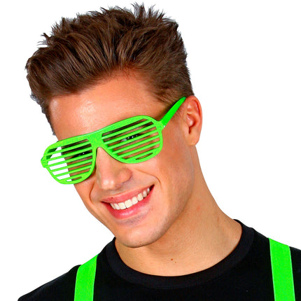 Widmann SRL Neon groene bril met luikjes