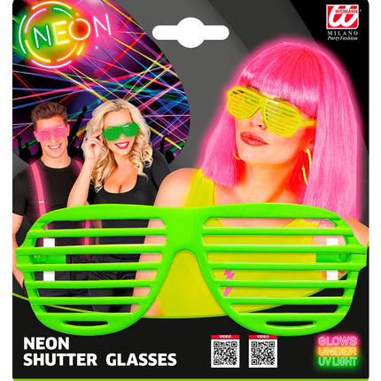 Widmann SRL Neon groene bril met luikjes