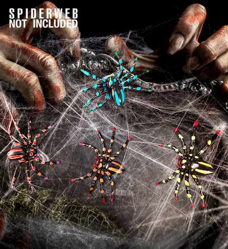 Widmann SRL Neon nep spinnen 4 stuks