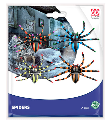 Widmann SRL Neon nep spinnen 4 stuks