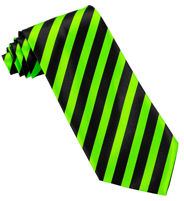 Widmann SRL Neon stropdas groen zwart gestreept