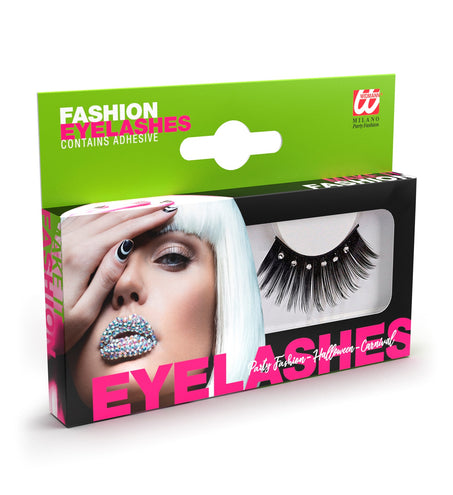 Widmann SRL Nepwimpers zwart puntig met strass