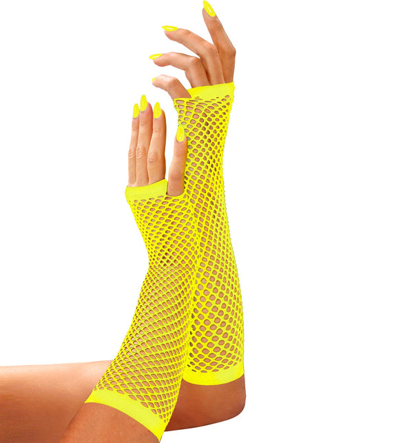 Widmann SRL Net handschoenen neon geel lang