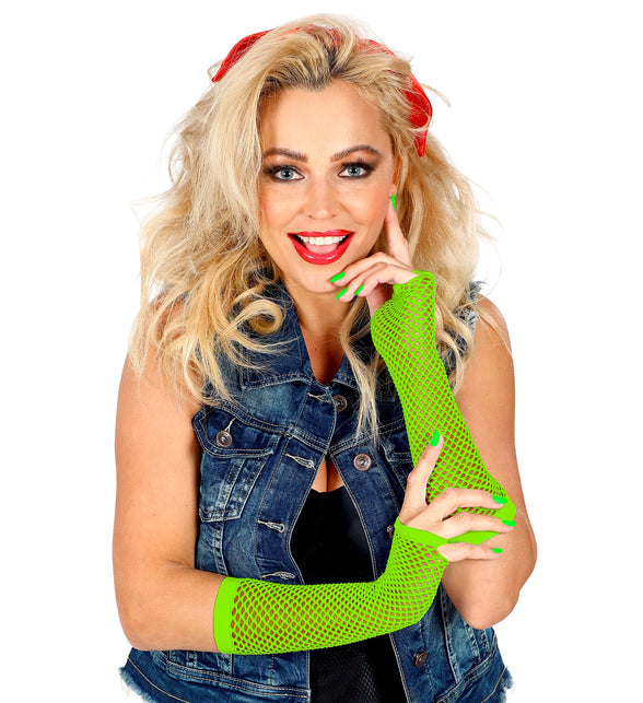 Widmann SRL Net handschoenen neon groen lang