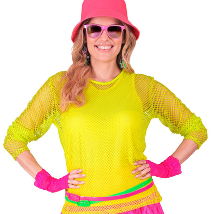 Widmann SRL Net shirt lang neon geel