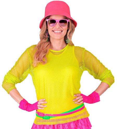 Widmann SRL Net shirt lang neon geel