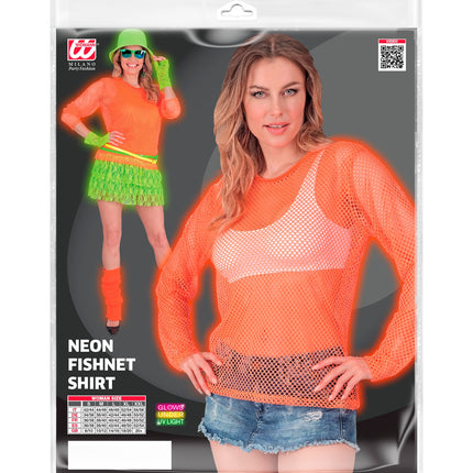 Widmann SRL Net shirt lang neon oranje