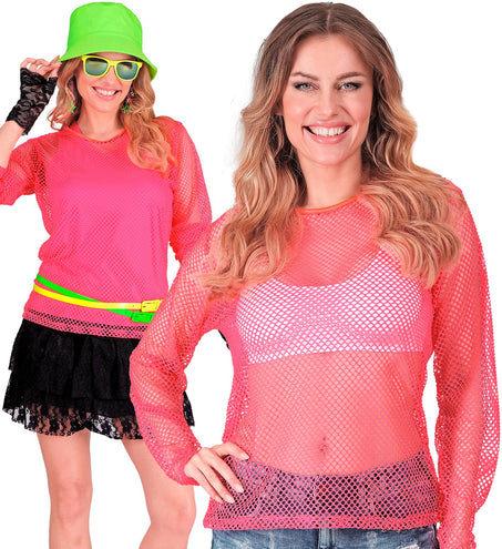 Widmann SRL Net shirt lang neon roze