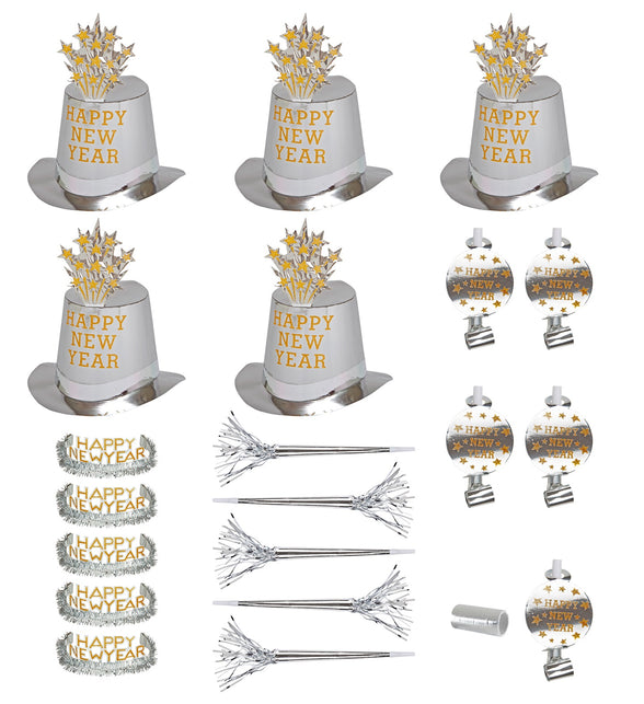 Widmann SRL Nieuw jaar versierset zilver Happy New Year