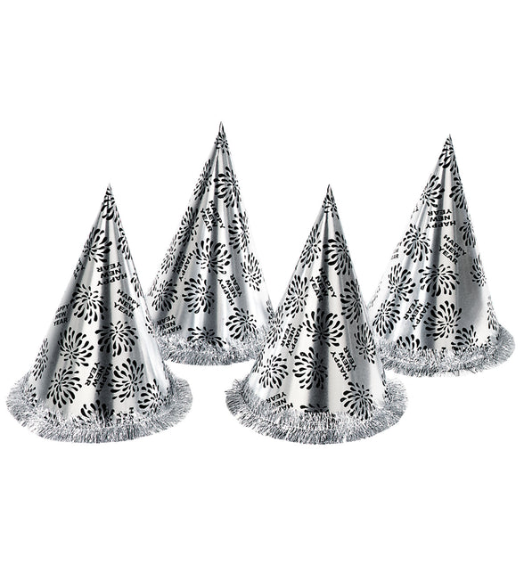 Widmann SRL Nieuwjaar punthoed zilver Happy New Year