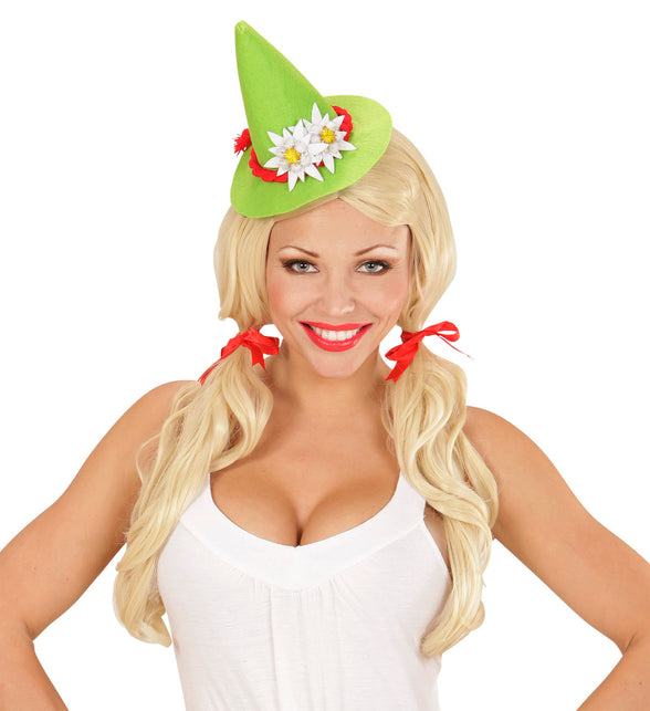 Widmann SRL Oktoberfest hoedje groen met haarclips