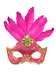 Widmann SRL Oogmasker Brazilie Met Veren En Parels Neon Rose