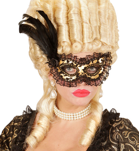 Widmann SRL Oogmasker met kant en veren