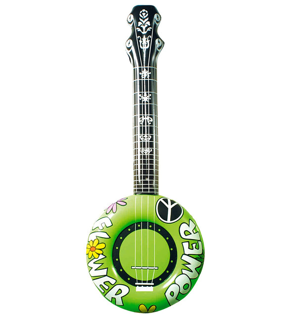 Widmann SRL Opblaasbare banjo Hippie Flower power groen