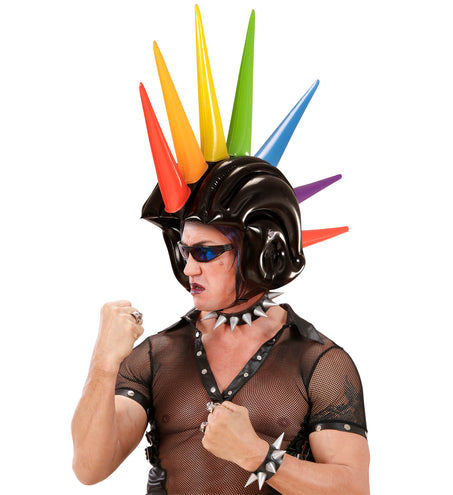 Widmann SRL Opblaasbare gekleurde spike helm