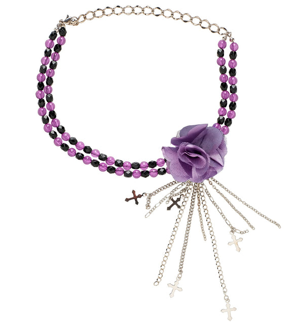 Widmann SRL Paarse gothic ketting met roos