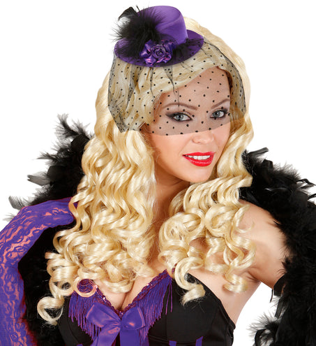 Widmann SRL Paarse mini hoed met sluier