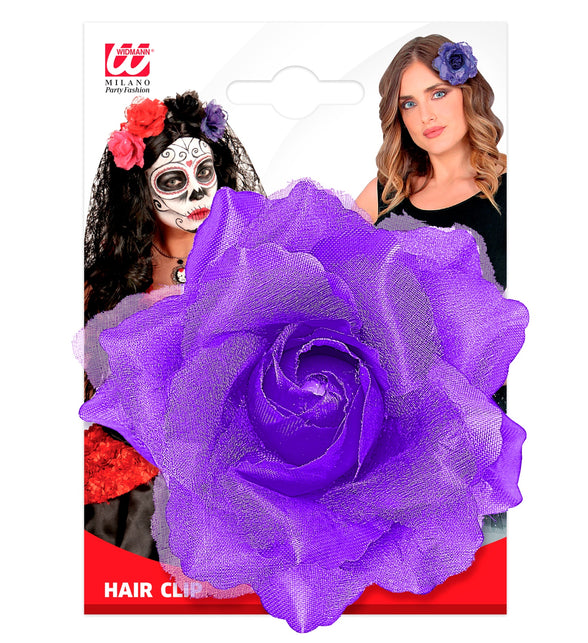 Widmann SRL Paarse roos haarclip met glitters