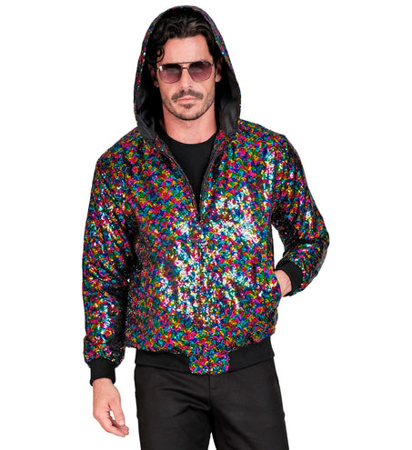 Widmann SRL Pailletten bomberjas met kap multikleur