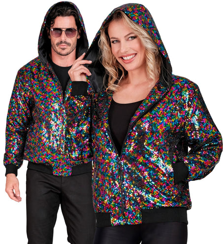 Widmann SRL Pailletten bomberjas met kap multikleur