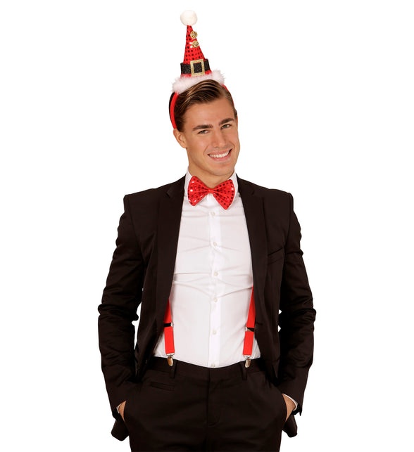 Widmann SRL Pailletten Kerstmanmuts met strikje