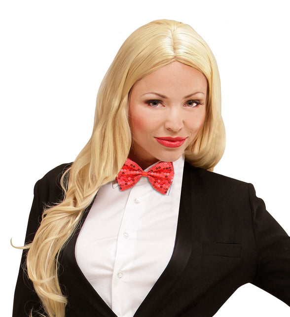 Widmann SRL Pailletten strikje rood glitter