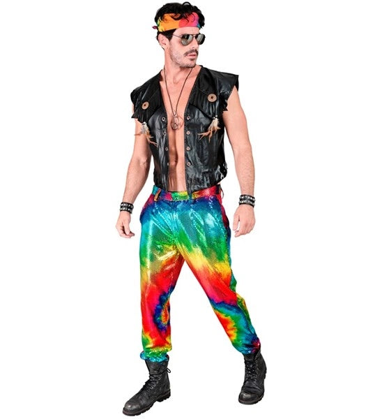 Widmann SRL Paillettenbroek tye die kostuum Niek