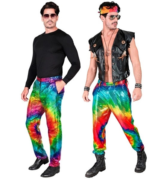 Widmann SRL Paillettenbroek tye die kostuum Niek