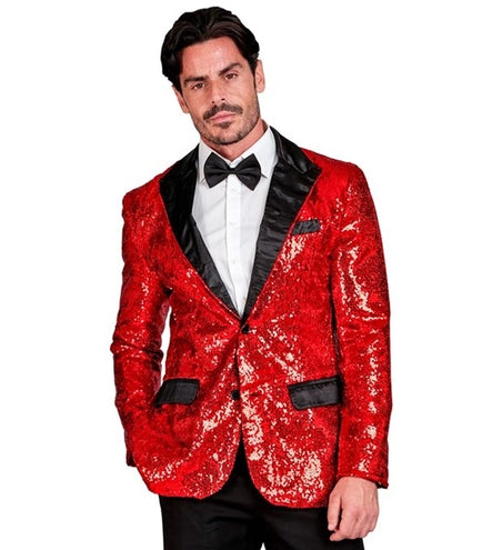 Widmann SRL Paillettencolbert rood met satijnen revers/zakken
