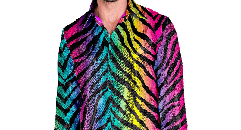 Widmann SRL Paillettenshirt heren tijger print