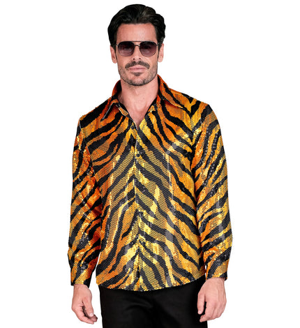 Widmann SRL Paillettenshirt heren tijger print