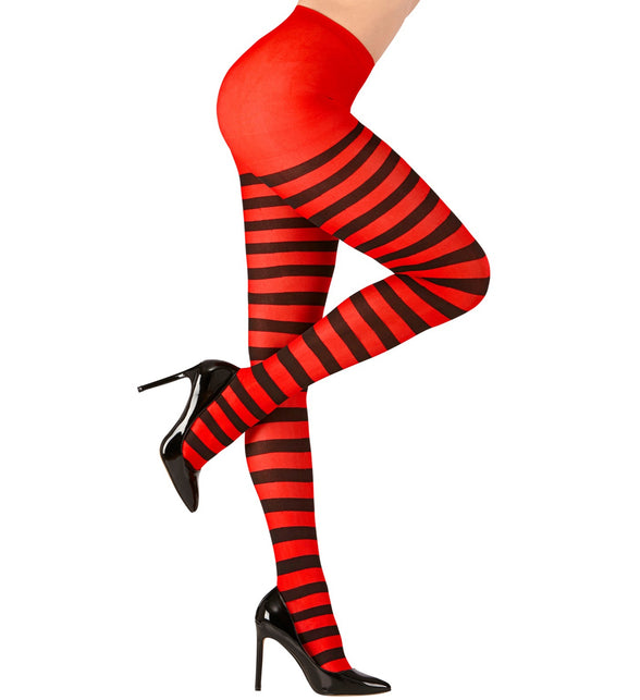 Widmann SRL Panty rood zwart gestreept dames