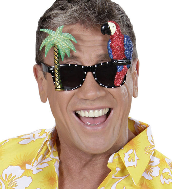 Widmann SRL Papegaai bril met palmboom Hawaii