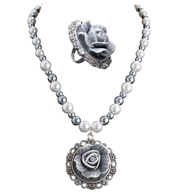 Widmann SRL Parelketting grijze roos koningin