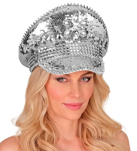 Widmann SRL Pet met juwelen en pailletten zilver hoed Nora