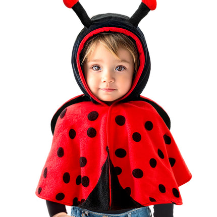 Widmann SRL Pluche poncho met muts lieveheersbeestje