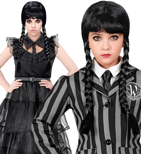 Widmann SRL Pruik donker meisje Wednesday kinderen