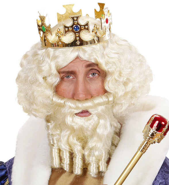 Widmann SRL pruik karakter met lokken en baard blond