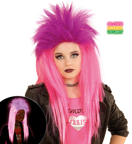 Widmann SRL Pruik kind punk roze en paars