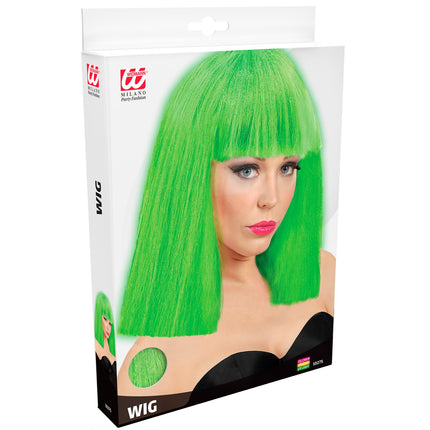 Widmann SRL Pruik neon groen showgirl