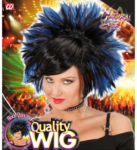 Widmann SRL Pruik Rock Prinses Zwart/Blauw