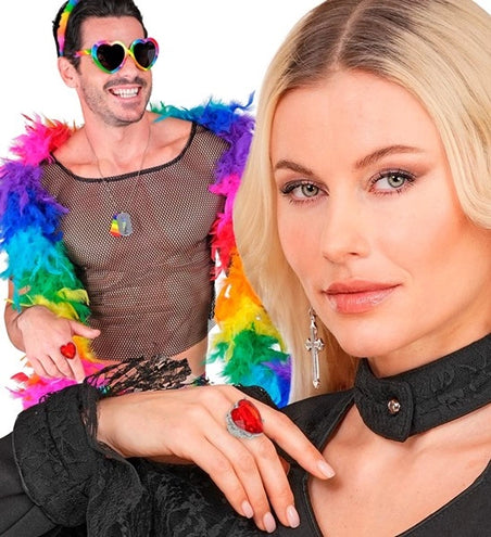 Widmann SRL Ring hard met rode edelsteen kostuum Anouk