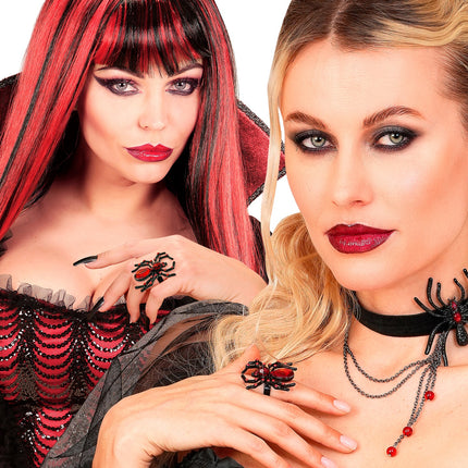 Widmann SRL Ring spin met rode edelstenen en strass