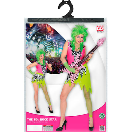 Widmann SRL Rock kostuum zebra neon jaren 80 dames