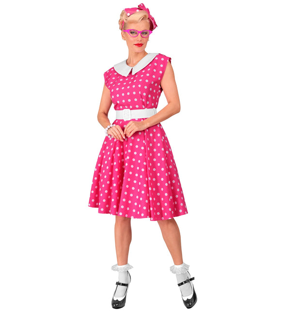 Widmann SRL Rock-'n-roll fashion jurk roze 50s